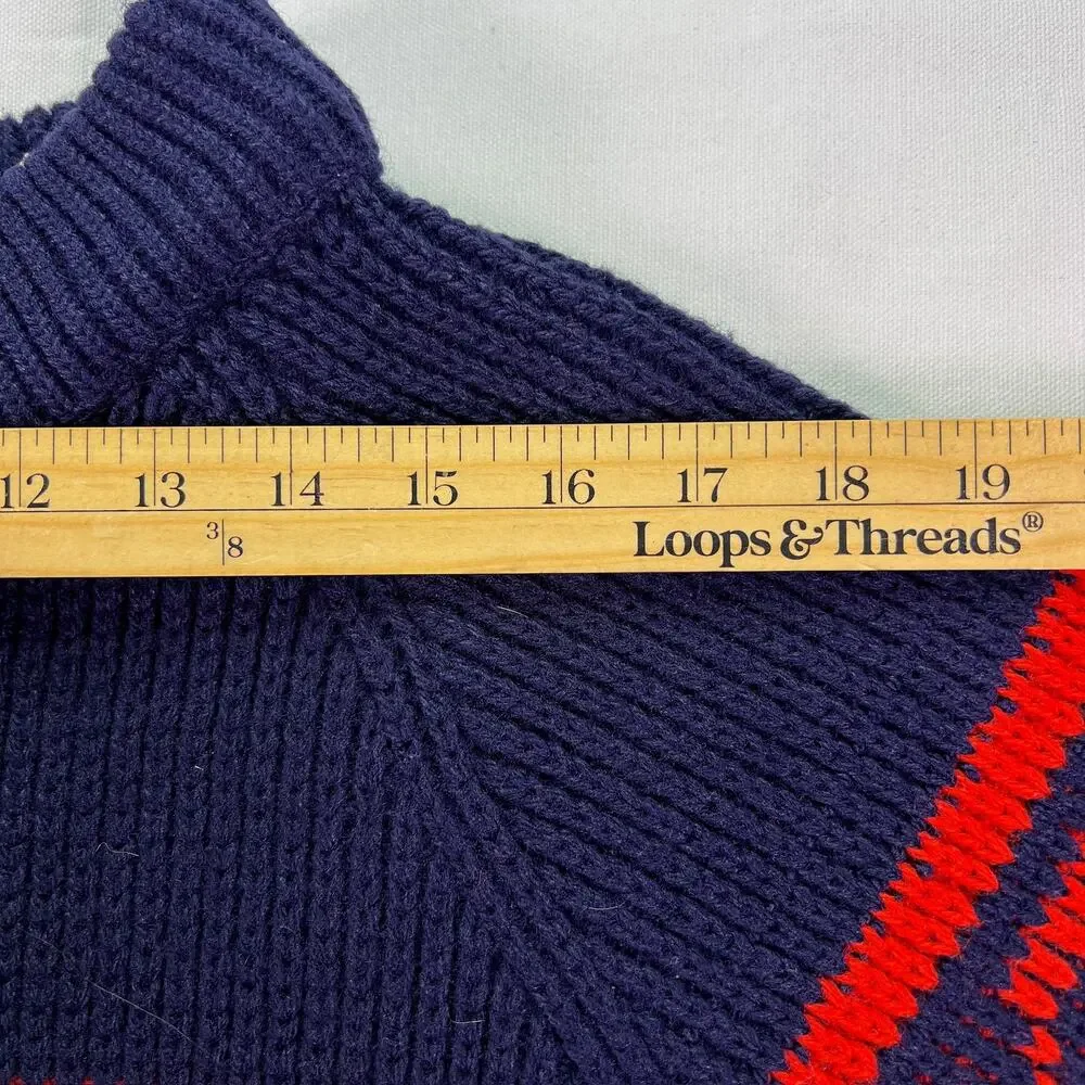 Vintage 60s Sportswear Revere Sweater Men S Navy Red Orlon Geometric Mock Neck